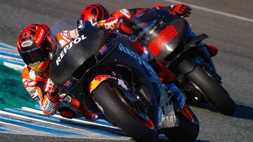 M&aacute;rquez y Lorenzo, con la Honda de 2019 en los test de MotoGP en Jerez. 