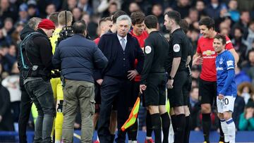 Soccer Football - Premier League - Everton v Manchester United - Goodison Park, Liverpool, Britain - March 1, 2020 Everton manager Carlo Ancelotti after being shown a red card by referee Chris Kavanagh after the match Action Images via Reuters/Carl Reci