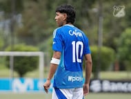 Santiago Castrillón en un partido de Millonarios