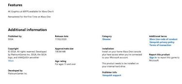 Vanquish remasterizado aparece en Microsoft Store para Xbox One