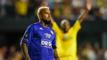 Jun 18, 2022; Miami, FL, USA; Arturo Vidal looks on in the second half during The Beautiful Game exhibition match at DRV PNK Stadium. Mandatory Credit: Sam Navarro-USA TODAY Sports