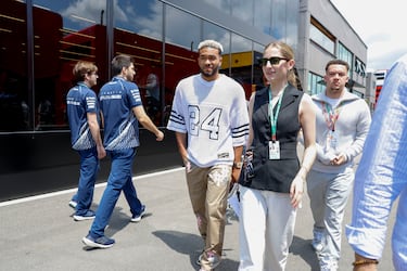 Reece James a su llegada al Circuito de Montmeló.