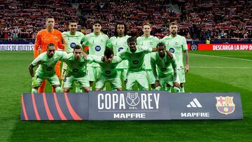 Formación inicial del Barça en el partido de vuelta de sem ifinales ante el Atlético, en el Metropolitano.