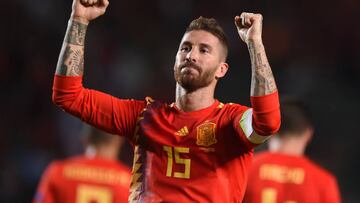 Sergio Ramos celebra el gol que marcó a Croacia.