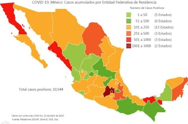 Mapa y casos de coronavirus en México por estados hoy 23 de abril