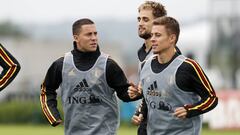 Eden Hazard, en un entrenamiento con la selecci&oacute;n de B&eacute;lgica.