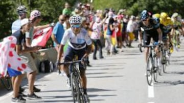 Nairo Quintana, en pleno ataque en Alpe d&#039;Huez.