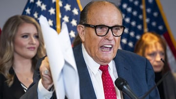 Washington (United States), 19/11/2020.- (FILE) - Lawyer to former US President Donald J. Trump and former mayor of New York City Rudy Giuliani (C) and Trump Campaign Senior Legal Advisor Jenna Ellis (L) speak about the president's legal challenges t