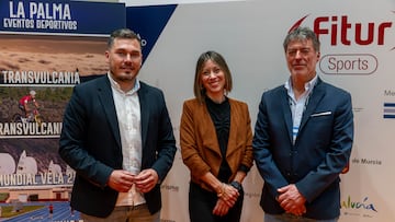 Isabel Macías, Cay y Yurguen Herández en FITUR Sports 2026 con La Palma.