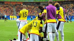 MANAUS, BRAZIL - AUGUST 07: Colombia celebrates his goal during 2016 Summer Olympics match between Japan and Colombia at Arena Amazonia on August 7, 2016 in Manaus, Brazil. (Photo by Bruno Zanardo/Getty Images)