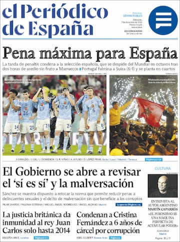 La eliminación de España protagonista en las portadas