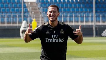 Hazard, este viernes durante el entrenamiento del Real Madrid.