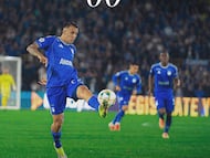 Rodrigo Contreras en un parido de Millonarios.