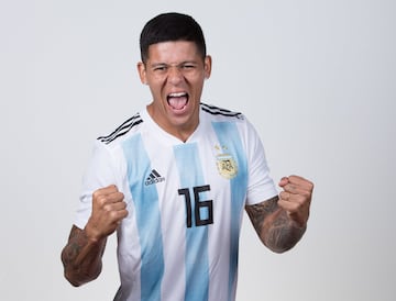 MOSCOW, RUSSIA - JUNE 12: Marcos Rojo of Argentina poses for a portrait during the official FIFA World Cup 2018 portrait session on June 12, 2018 in Moscow, Russia. (Photo by Lars Baron - FIFA/FIFA via Getty Images)