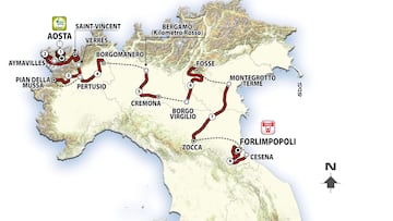 Plano con el recorrido del Giro Next Gen, el Giro de Italia sub-23.