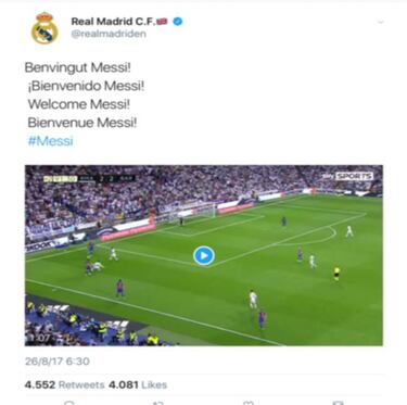 Real Madrid "Welcome Messi" as social media accounts are hacked