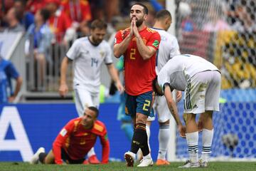 Dani Carvajal se lamenta de una ocasión. 