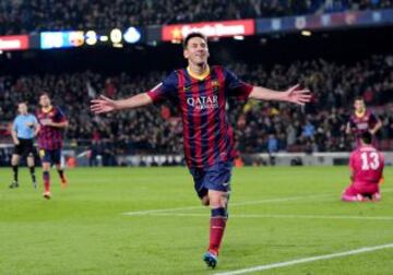 Copa del Rey. Barcelona-Getafe. 4-0. Messi celebra el cuarto gol.