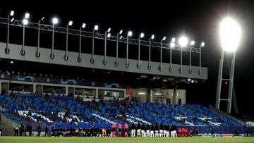 Panor&aacute;mica del Estadio Alfredo Di St&eacute;fano antes del Real Madrid-Atalanta de vuelta de octavos de final de la UEFA Champions League.