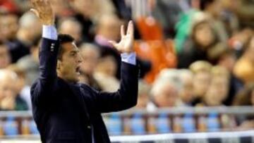 Francisco Rodríguez durante el partido del Almería en Mestalla.