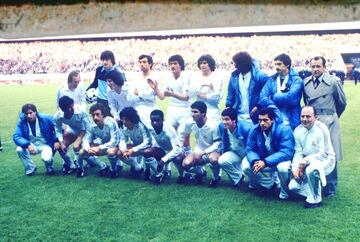 El equipo del Real Madrid en la final de la Copa de Europa de 1981 contra el Liverpool.