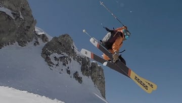 Adri&agrave; Millan tirando un truco en su bajada de la Pyrenees FireLines 2021.