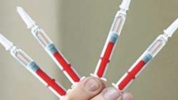 Muestrario de jeringuillas de EPO.