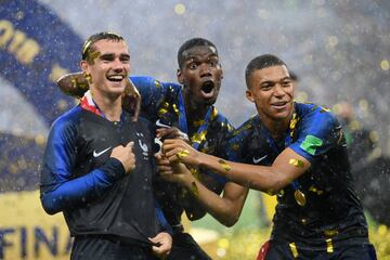 Antoine Griezmann, Paul Pogba y Kylian Mbappé.