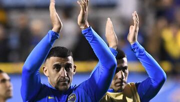 BUENOS AIRES, ARGENTINA - OCTOBER 22: Ramon Abila of Boca Juniors greets the fans after the Semifinal second leg match between Boca Juniors and River Plate as part of Copa CONMEBOL Libertadores 2019 at Estadio Alberto J. Armando on October 22, 2019 in Buenos Aires, Argentina. (Photo by Rodrigo Valle/Getty Images)