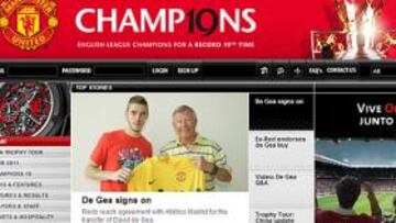 La web del Manchester anunció el fichaje de De Gea.