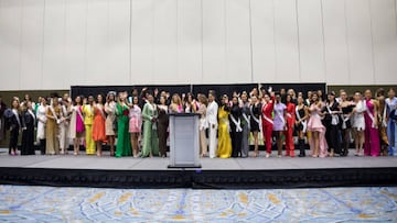 NEW ORLEANS, LOUISIANA - JANUARY 09: Miss Universe delegates attend press conference on January 09, 2023 in New Orleans, Louisiana. The 71st Miss Universe Competition will be held at the Ernest N. Morial Convention Center in New Orleans, Louisiana on January 14, 2023. (Photo by Kaitlyn Morris/Getty Images)