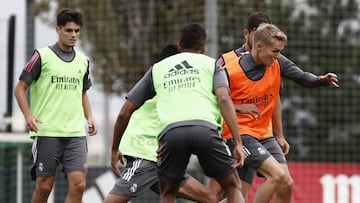 Odegaard, durante el entrenamiento del Real Madrid.