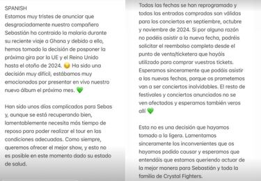 Crystal Fighters suspende su gira: su cantante tiene malaria