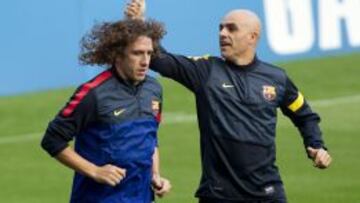 Puyol, durante un entrenamiento