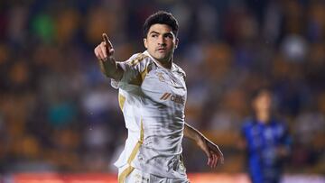 Nicolas Ibanez of Tigres  during the 11th round match between Tigres UANL and Queretaro as part of the Liga BBVA MX, Torneo Clausura 2025 at Universitario Stadium, on March 07, 2025 in Monterrey, Nuevo Leon, Mexico.