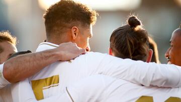 Raphael Varane of Real Madrid celebrates a goal during the spanish league, La Liga, football match played between Getafe FC and Real Madrid at Coliseo Alfonso Perez Stadium on January 04, 2020 in Getafe, Spain.
 
 
 04/01/2020 ONLY FOR USE IN SPAIN