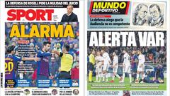 Portadas de los diarios Sport y mundo Deportivo del d&iacute;a 26 de febrero de 2019.