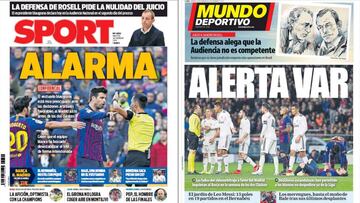 Portadas de los diarios Sport y mundo Deportivo del día 26 de febrero de 2019.