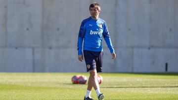 Albert Celades, en el entrenamiento de hoy.
