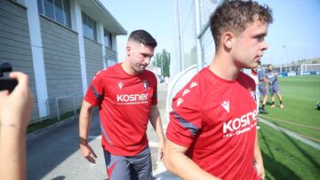 Areso, en un entrenamiento con Osasuna.