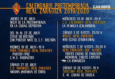 El Zaragoza anuncia los horarios de los amistosos
