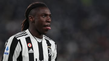 Moise Kean durante un partido de Serie A con la Juventus.