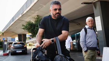 Gattuso, a su llegada de Singapur.