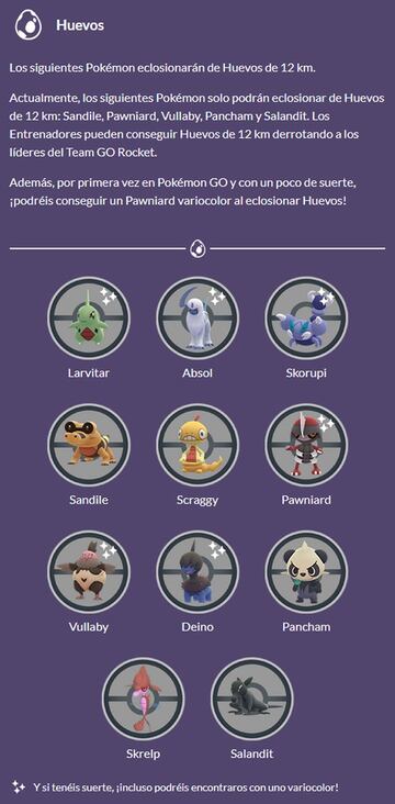 Huevos de 12 Km disponibles en Toma de Control del Team GO Rocket en Pokémon GO