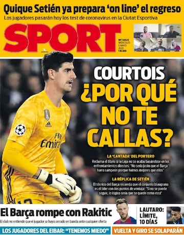 Portada del diario Sport del día 6 de mayo de 2020.