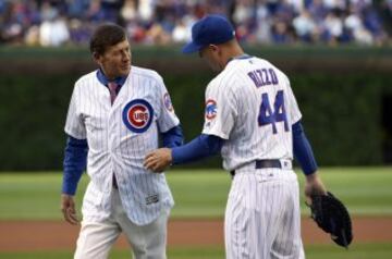 Craig Sager, con los Cubs de béisbol este mes de junio.