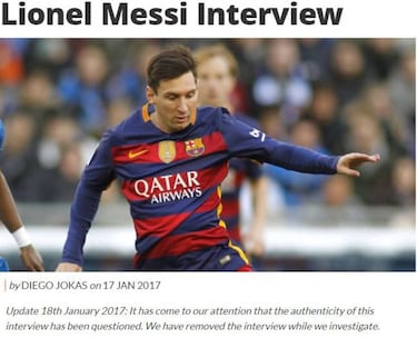 Messi interview in 'Coach' untrue
