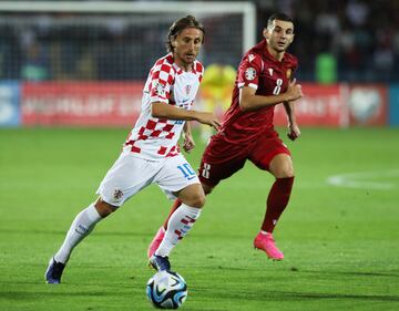 Modric in action in a Euro 2024 qualifier for Croatia against Armenia. 