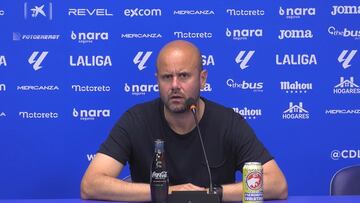 18-05-24. MIGUEL ÁNGEL RAMÍREZ, ENTRENADOR DEL SPORTING, EN LA SALA DE PRENSA DE BUTARQUE TRAS EL PARTIDO FRENTE AL LEGANÉS (2-1).