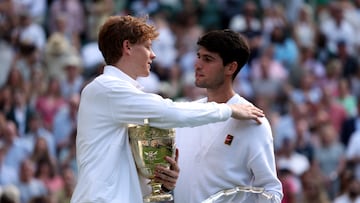 Jannik Sinner y Alcaraz, en Wimbledon.